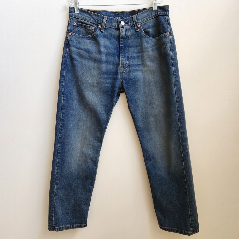 Levi's 505 Medium Wash Straight Leg Jeans Mens 36x30 Actual 35.5x29 3/4 Stretch
